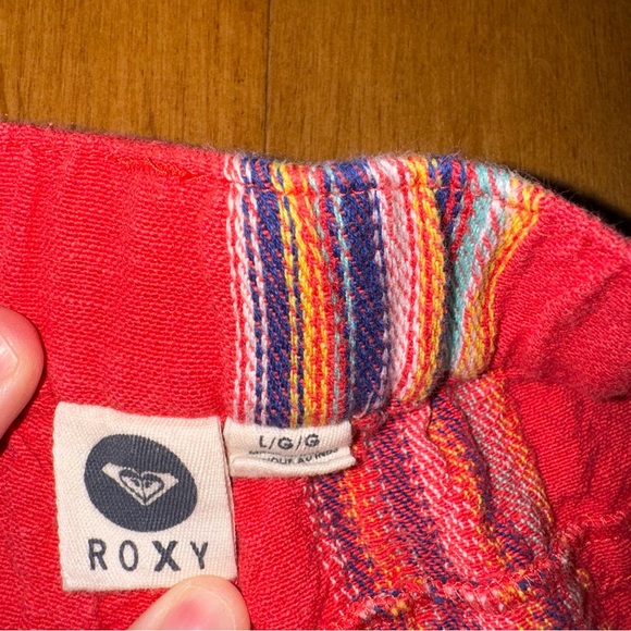 Roxy Red Mini Micro Shorts 100% Cotton with Colorful Embroidered Stripes - Picture 4 of 6